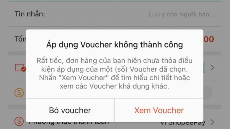 Lỗi Áp dụng voucher không thành công