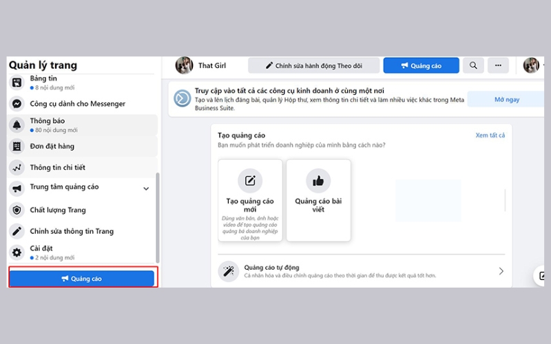 Truy cập vào trình quản lý quảng cáo trên Facebook