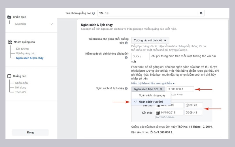 Thiết lập ngân sách và lịch chạy quảng cáo video