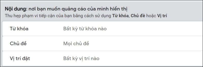 Chọn nơi hiển thị quảng cáo