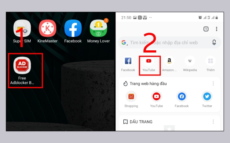 Sử dụng Adblock Browser