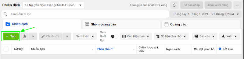 Tạo chiến dịch quảng cáo