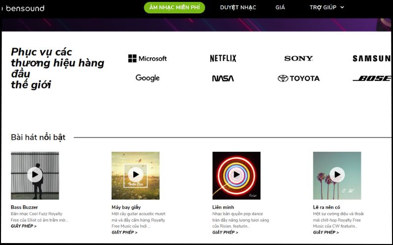 Kho nhạc nền miễn phí chất lượng cao Bensound