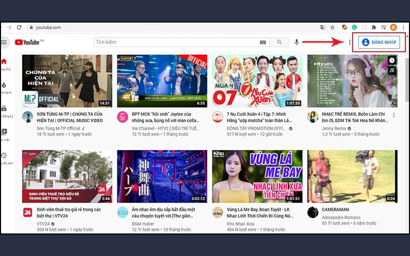 Đăng nhập tài khoản YouTube