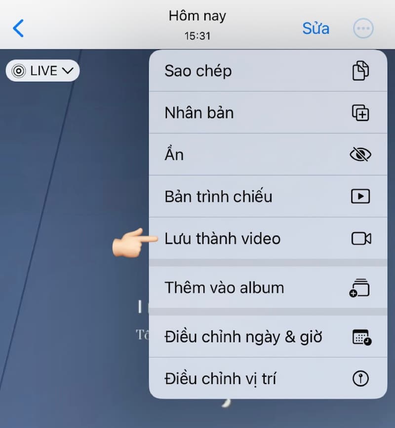 Chọn “Lưu thành video” để có video bạn muốn tải