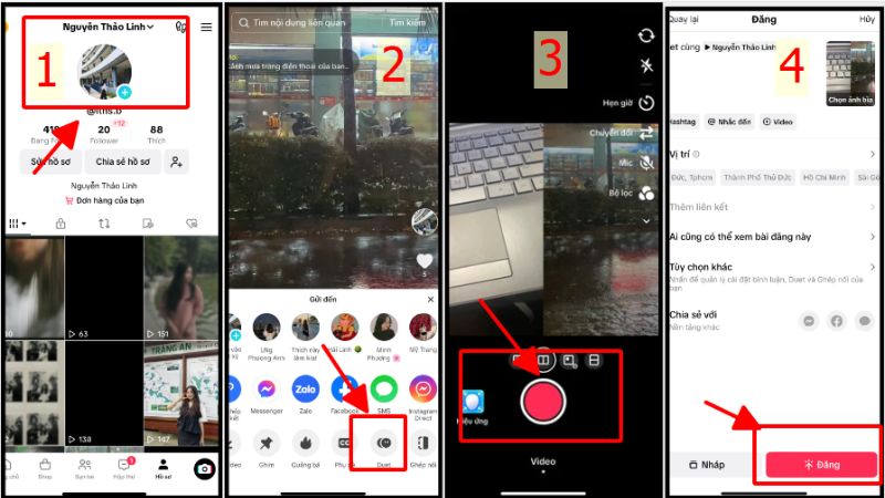 Cách quay Duet Tiktok với video của bản thân