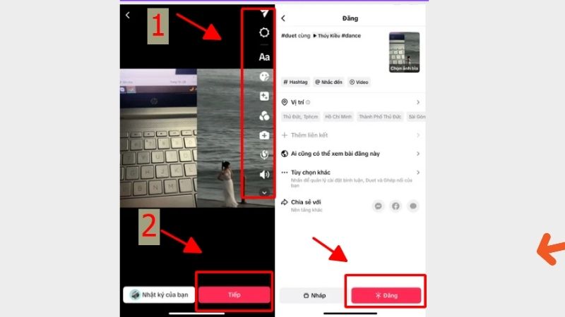 Chỉnh sửa và Đăng video Duet TikTok