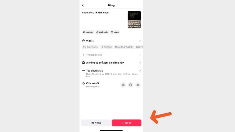 Nhấn vào Đăng video Duet để hoàn tất