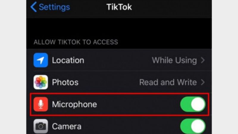 Cấp quyền cho microphone trong Tiktok.