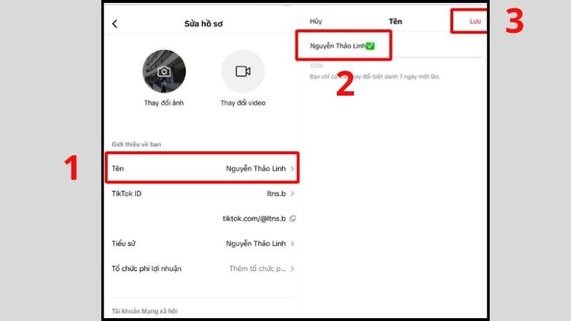 Thay đổi thông tin tài khoản Tiktok