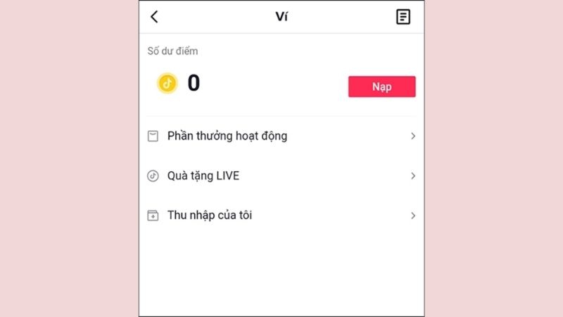 Ví TikTok giúp nhận và chuyển tiền nhanh chóng