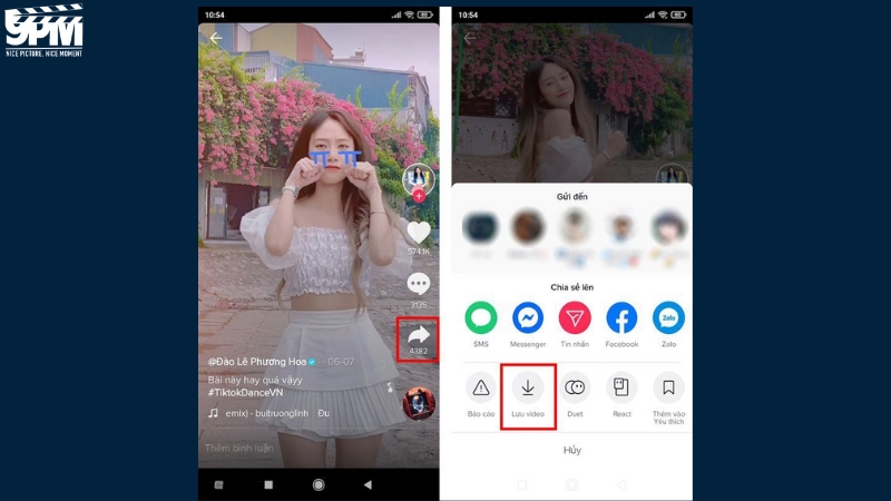 Chọn Lưu video để tải video TikTok về điện thoại