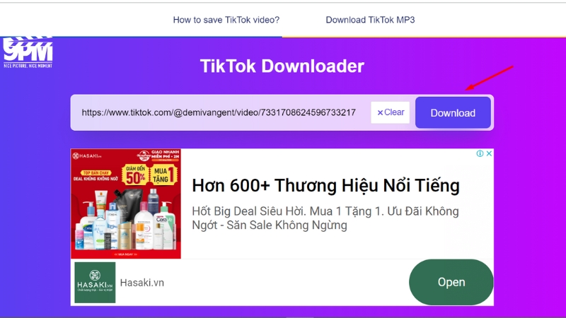 Dán đường link video TikTok muốn lấy làm nhạc chuông vào khung trống