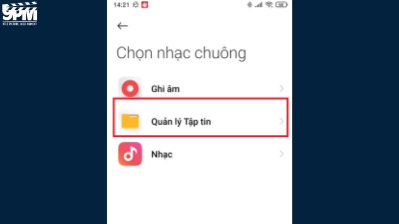 Chọn Quản lý Tập tin