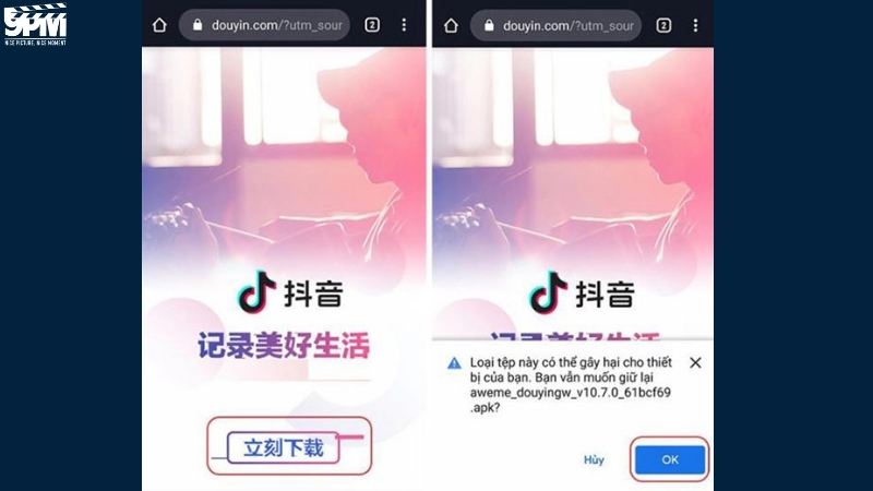 Cho phép cài đặt file để tải TikTok Trung Quốc về máy