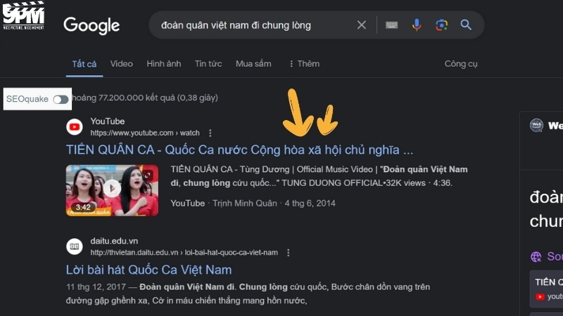 Kết quả trả về là tên bài hát bạn đang tìm