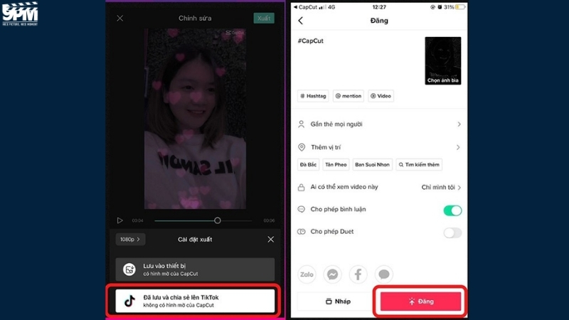 Đăng tải video lên TikTok và máy sẽ tự động lưu về video không có logo TikTok