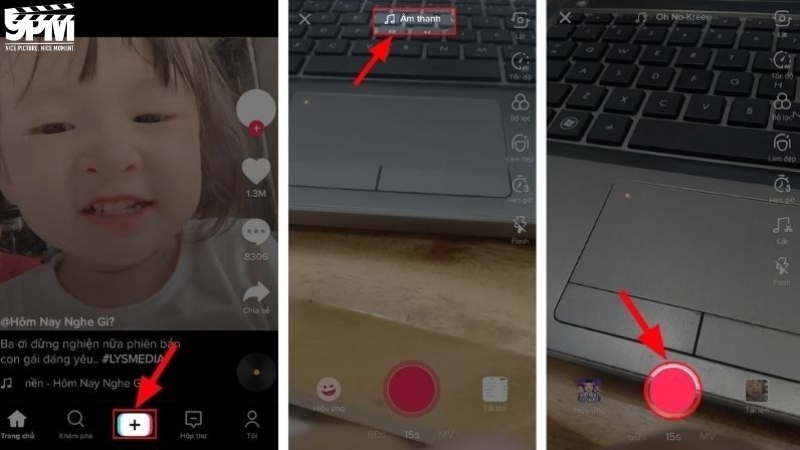 Vào TikTok và bấm dấu + để quay video