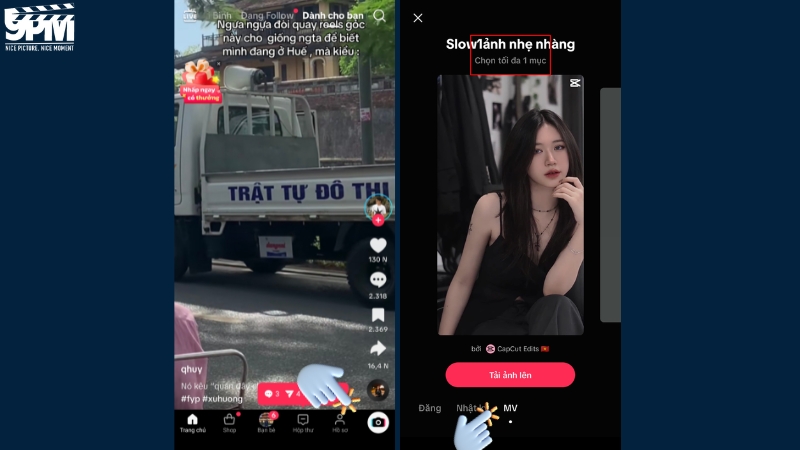 Vào phần MV để tạo video TikTok nhiều ảnh