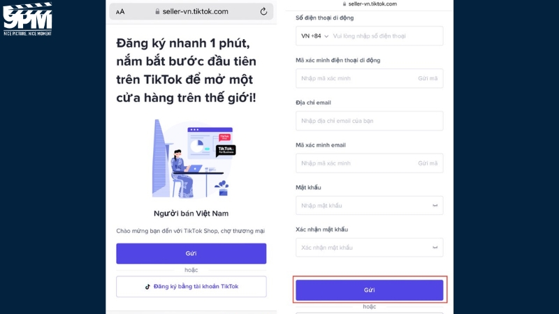 Điền đầy đủ thông tin để đăng ký mở tài khoản TikTok Shop