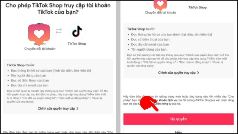 Chọn Ủy quyền TikTok đọc các thông tin để có thể kiểm duyệt độ chính xác