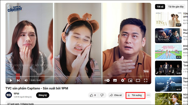 Vào video mà bạn muốn tải 