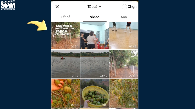 Chọn video vừa tải từ Instagram 