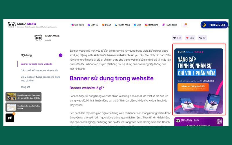 Sử dụng các Banner ấn tượng giúp tăng Traffic cho Website