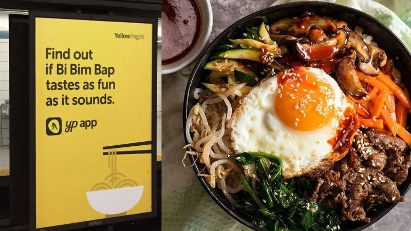 Dùng ảnh sợi mì để quảng cáo nhưng lại để tên "Bi Bim Bap"