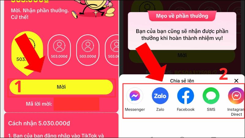 Bạn hãy gửi liên kết cho bạn bè để thực hiện cách nhập mã mời TikTok