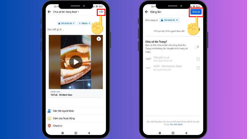 Chia sẻ video TikTok lên Facebook
