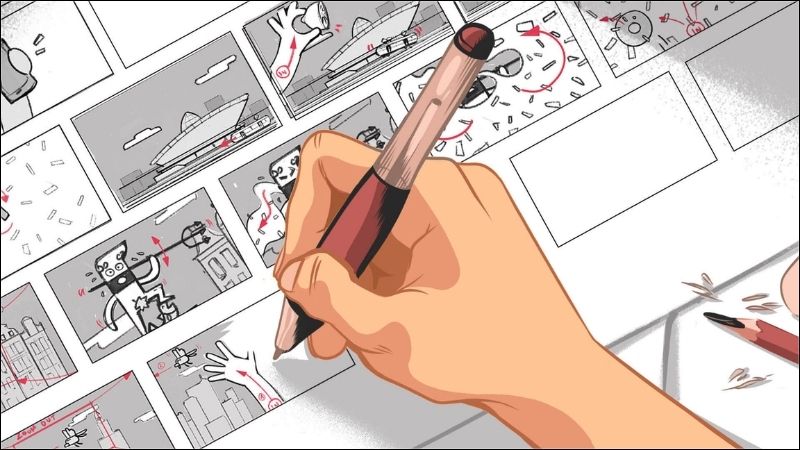 Phác thảo storyboard và thêm ghi chú, lời thoại